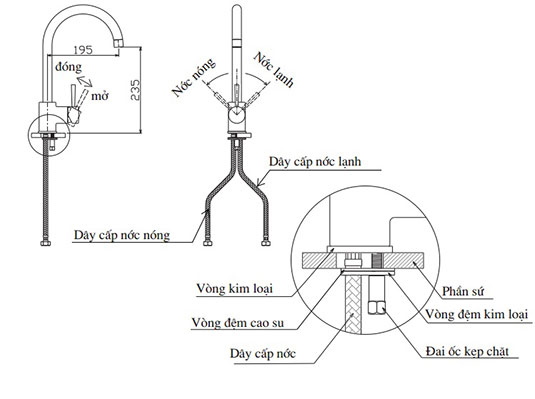 voi rua bat lavabo nong lanh SFV-801S