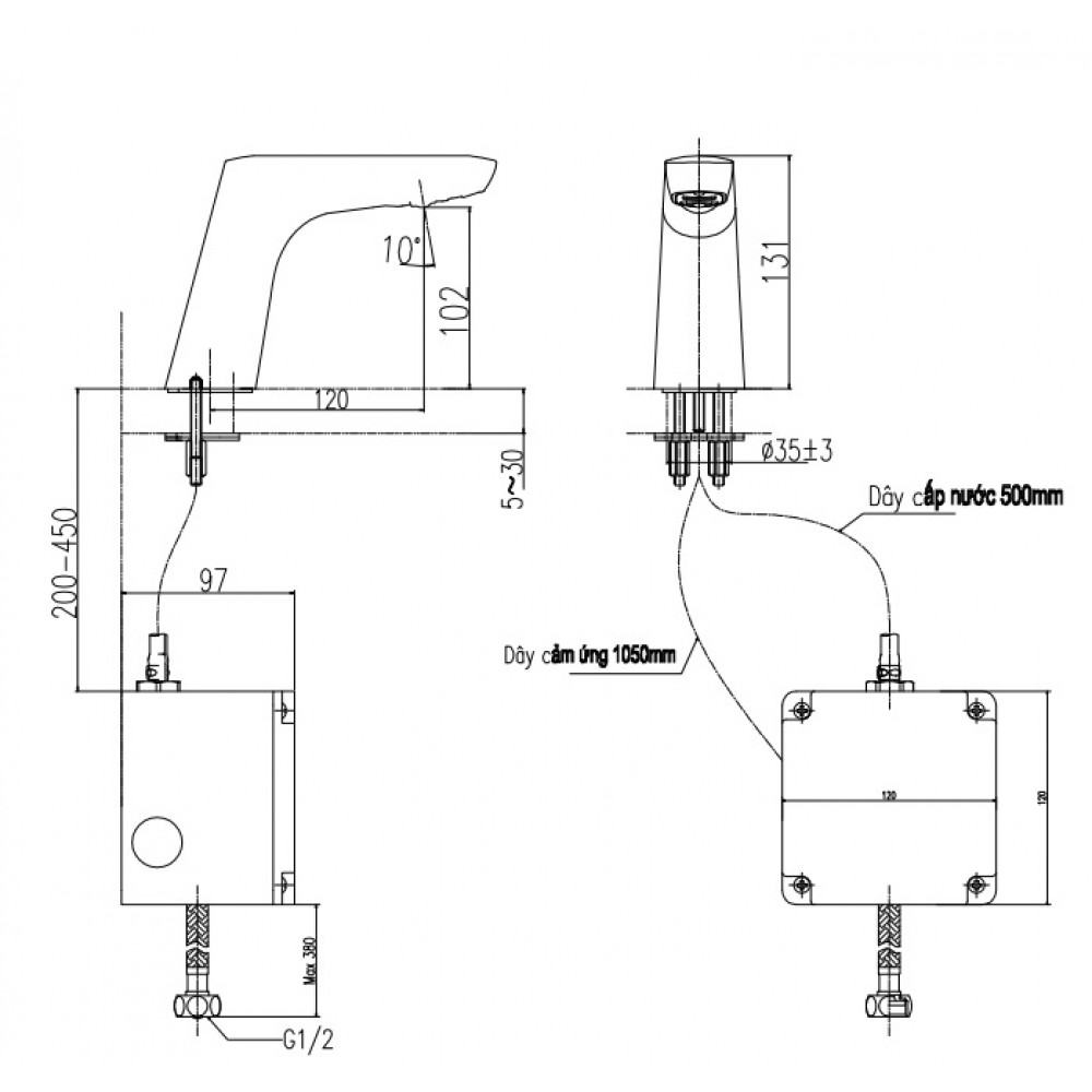 Voi rua cam ung Inax AMV-50B