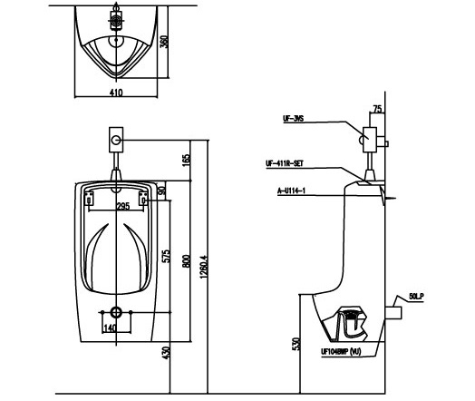 Bon tieu nam Inax GU411v