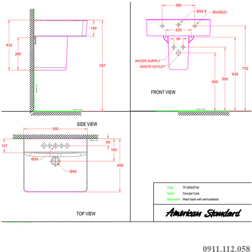 Ban ve chau lavabo WP-F550