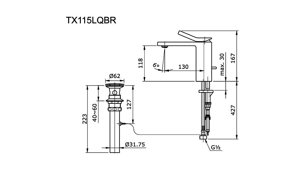 Voi chau Lavabo TOTO TX115LQBR