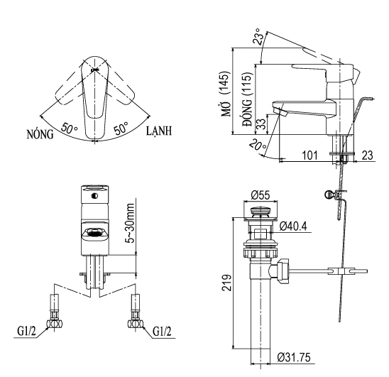 Voi chau Lavabo LFV-1202S-1 chinh hang