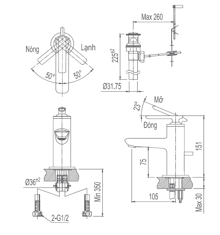 Vòi rửa chậu Lavabo  LFV-4102 chính hãng