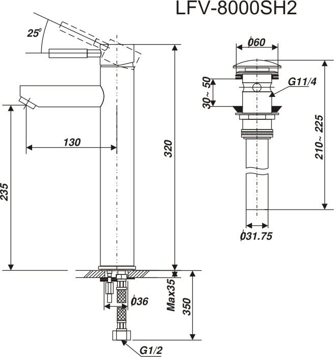 Vòi rửa chậu Lavabo LFV-8000SH2 tại Hải Phòng