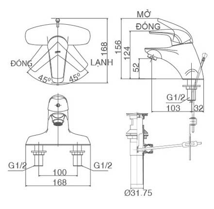 Vòi chậu Lavabo Inax LFV-30001S chính hãng