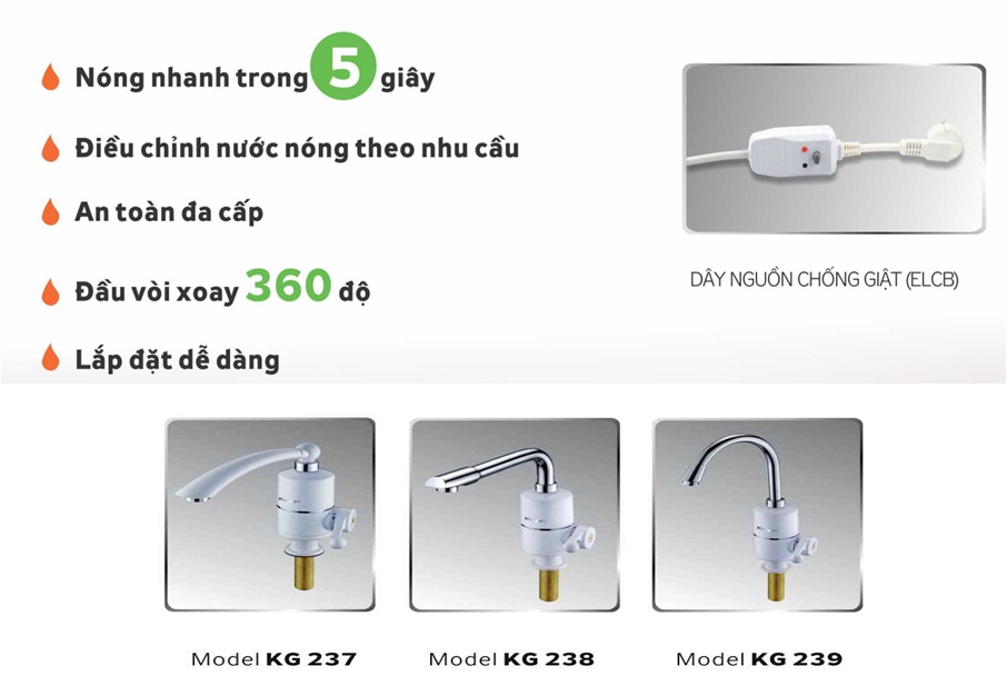 Voi nuoc nong Kangaroo KG238