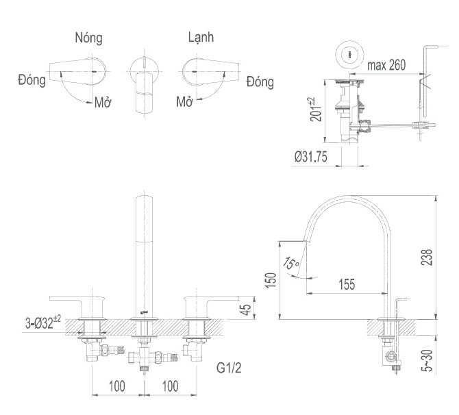 Vòi rửa Lavabo nóng lạnh Inax LFV-7100B tại Hải Phòng