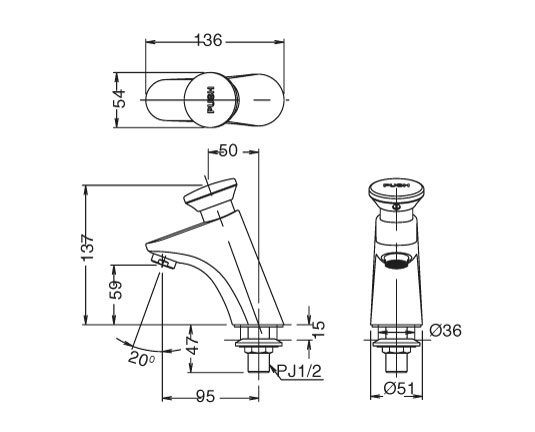 Vòi lavabo ngắt nước tự động Inax LFV-P02B tại Hải Phòng